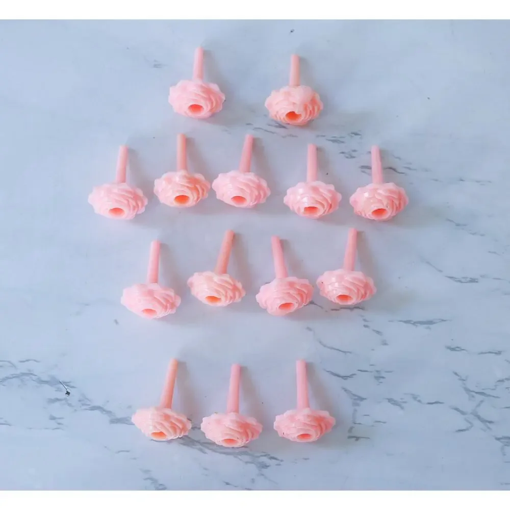VTG Set of 14 Floral Rose Cake Toppers Candle Holders Retro MCM Birthday Decor